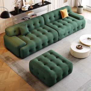 Casual Solid Color Olive Green Sofa Couch 4-seater - Image 1