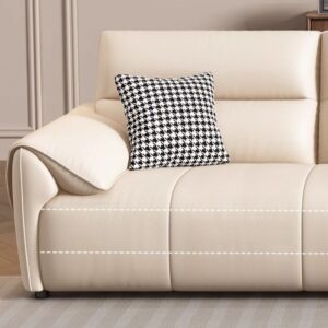 Coffee Standard Sofa with Scratch-durable Function and 2 Pillows for 3 in Modish - Image 4