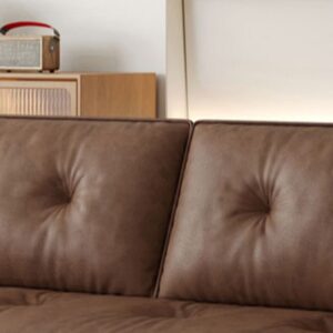 Mocha Pu Leather Convertible Sofa with Armrest for Drawing Room - Image 3