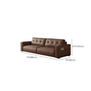 Mocha Pu Leather Convertible Sofa with Armrest for Drawing Room - Image 2