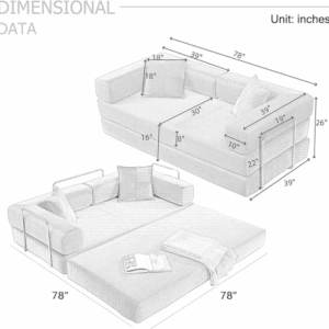 4-in-1 Folding Convertible Sofa Bed - Image 3