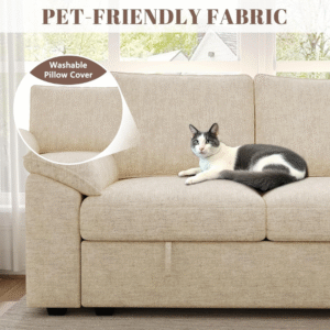 SUAWY 108 Inch Sectional Sleeper Sofa with Pull Out Bed, U Shaped 7 Seat Modular Sectional Sofa with Storage - Image 7