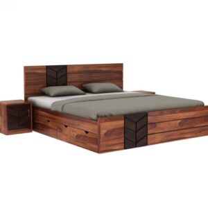 Eclectic Solid Sheesham Wood King Size Bed | Storgae - Image 3