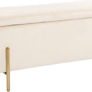 ottoman bench, storage ottoman bench, coffee table bench, rectangular velvet storage ottoman bench, modern velvet upholstered ottoman with metal legs, 42.8 inch velvet bench for living room