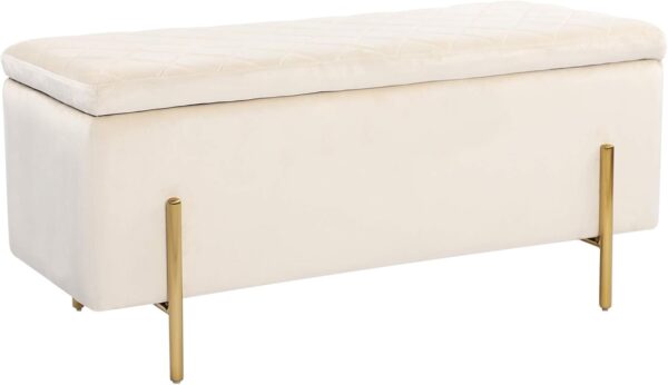 ottoman bench, storage ottoman bench, coffee table bench, rectangular velvet storage ottoman bench, modern velvet upholstered ottoman with metal legs, 42.8 inch velvet bench for living room