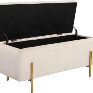ottoman bench, storage ottoman bench, coffee table bench, rectangular velvet storage ottoman bench, modern velvet upholstered ottoman with metal legs, 42.8 inch velvet bench for living room