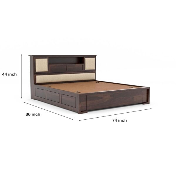 queen king size bed, king queen size bed, large king queen size bed, queen bed, king bed, king size bed, queen size bed, sheesham wood queen bed with storage, walnut finish queen size bed 72 x 78, Kunjal Furniture solid wood bed for bedroom, queen bed with MDF headboard and box storage, termite resistant sheesham wood bed 12 month warranty, queen storage bed for modern bedroom decor,