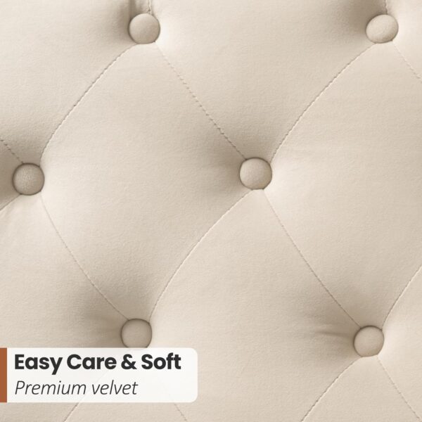 king queen size bed, queen bed, king bed, king size bed, queen size bed, velvet tufted wingback queen bed, cream beige upholstered platform bed frame, glam tufted queen bed with nailhead trim, tall headboard queen bed 50 inch