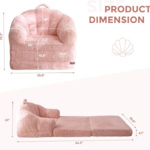 floor sofa, floor couch, convertible floor sofa bed, shell shaped floor lounger, faux fur folding sofa chair