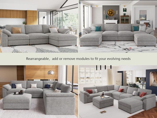 sectional sofa, sectional sofa couch, sectional couch, EASE MOOSE oversized deep seat sofa, modular chenille sectional sofa for living room, washable cushion modular sectional couch