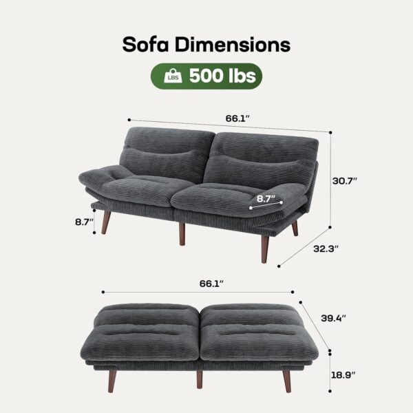 Futon sofa bed, convertible futon sofa bed, 2 in 1 sofa bed couch, small futon for apartments, space saving futon couch