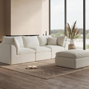 sectional Couches, sectional sofa, L shaped sofa, cloud couch sofa, cloud couch sectional with ottoman, no assembly modular sectional sofa, Ohllob cloud sectional sofa