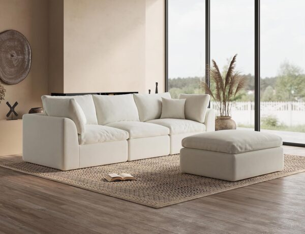 sectional Couches, sectional sofa, L shaped sofa, cloud couch sofa, cloud couch sectional with ottoman, no assembly modular sectional sofa, Ohllob cloud sectional sofa