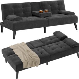 futon sofa, sofa bed, velvet futon couch with metal legs, 3 in 1 futon sofa bed sleeper