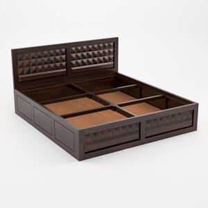 Sheesham Wood King Bed with Headboard & Box Storage – Handcrafted Diamond - Image 4