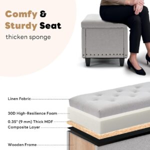 50.8" Tufted Storage Ottoman Bench with Safety Hinge & Rivets – Beige - Image 5