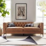 faux leather sofa, leather sofa, extra long faux leather sofa 84 inch, 3 seater faux leather couch for living room, mid century modern faux leather sofa