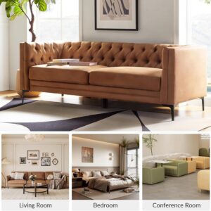faux leather sofa, leather sofa, extra long faux leather sofa 84 inch, 3 seater faux leather couch for living room, mid century modern faux leather sofa