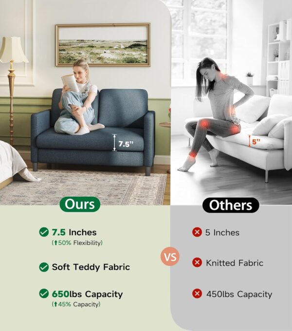 loveseat sofa, small sofa, fabric couch, couch sofa, Welzona small loveseat sofa, small teddy fabric couch for living room, cloud like small sofa for bedroom