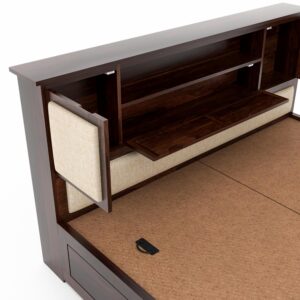 queen king size bed, king queen size bed, large king queen size bed, queen bed, king bed, king size bed, queen size bed, sheesham wood queen bed with storage, walnut finish queen size bed 72 x 78, Kunjal Furniture solid wood bed for bedroom, queen bed with MDF headboard and box storage, termite resistant sheesham wood bed 12 month warranty, queen storage bed for modern bedroom decor,