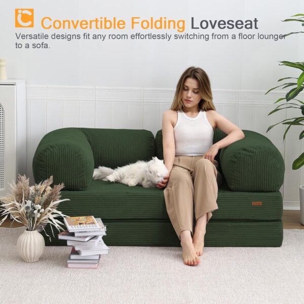 floor sofa, chair bed, space saving sofa, L shaped armrest, L shaped armrest sofa, 4 in 1 convertible chair bed, queen size fold out floor sofa