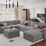 sectional sofa, sectional sofa couch, sectional couch, EASE MOOSE oversized deep seat sofa, modular chenille sectional sofa for living room, washable cushion modular sectional couch