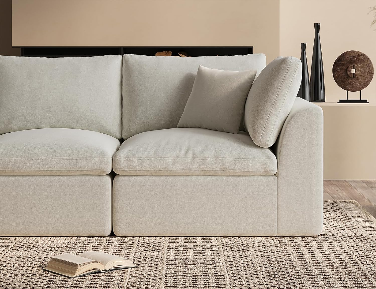 sectional Couches, sectional sofa, L shaped sofa, cloud couch sofa, cloud couch sectional with ottoman, no assembly modular sectional sofa, Ohllob cloud sectional sofa
