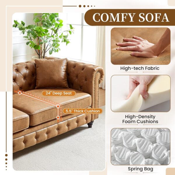 sofa set, chesterfield sofa, loveseat sofa, classic Chesterfield sofa, mid century Chesterfield couch, tufted button nailhead trim sofa, high tech fabric Chesterfield sofa