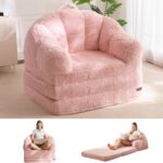 floor sofa, floor couch, convertible floor sofa bed, shell shaped floor lounger, faux fur folding sofa chair