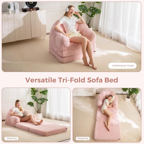 floor sofa, floor couch, convertible floor sofa bed, shell shaped floor lounger, faux fur folding sofa chair