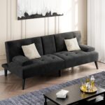 futon sofa, sofa bed, velvet futon couch with metal legs, 3 in 1 futon sofa bed sleeper
