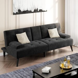 futon sofa, sofa bed, velvet futon couch with metal legs, 3 in 1 futon sofa bed sleeper