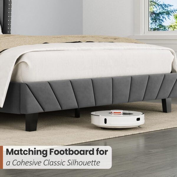 king queen size bed, queen bed, king bed, king size bed, queen size bed, modern upholstered platform bed frame, channel tufted headboard bed