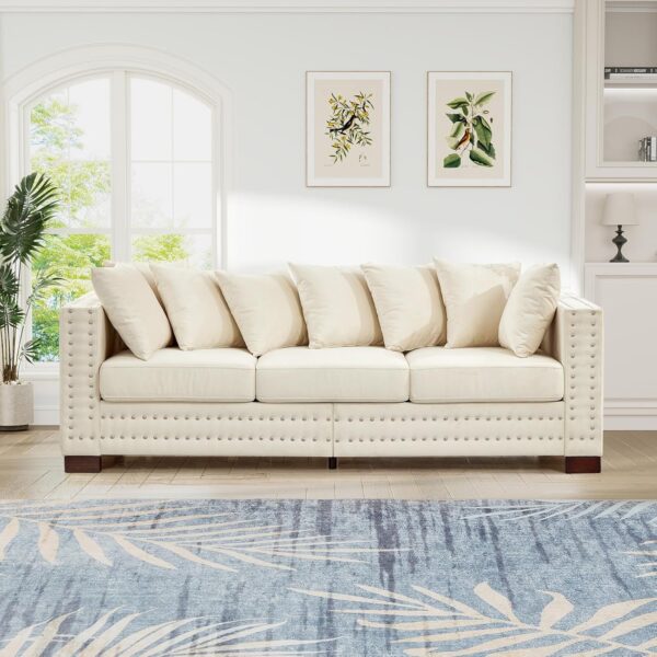 velvet sofa, velvet couch, velvet couch with storage, velvet sofa with nailhead trim , mid century modern velvet couch with storage , underseat storage living room sofa