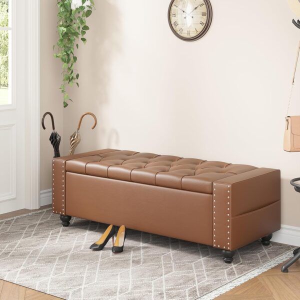 ottoman bench, leather ottoman bench, leather storage ottoman bench, storage ottoman bench, coffee table bench, storage ottoman, ottoman with storage, oversized storage ottoman bench, faux leather storage ottoman bench, leather end of bed bench with storage