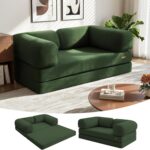 floor sofa, chair bed, space saving sofa, L shaped armrest, L shaped armrest sofa, 4 in 1 convertible chair bed, queen size fold out floor sofa