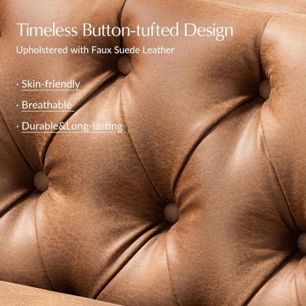 faux leather sofa, leather sofa, extra long faux leather sofa 84 inch, 3 seater faux leather couch for living room, mid century modern faux leather sofa