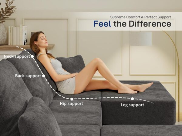 sectional sofa, sectional sofa couch, sectional couch, Sofa bed, customizable modular sectional couch for small spaces, boneless cloud sofa with high resilience foam