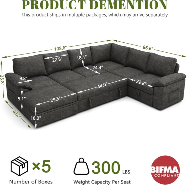 sleeper sofa, sectional sleeper sofa, sofa with storage, fabric sofa bed