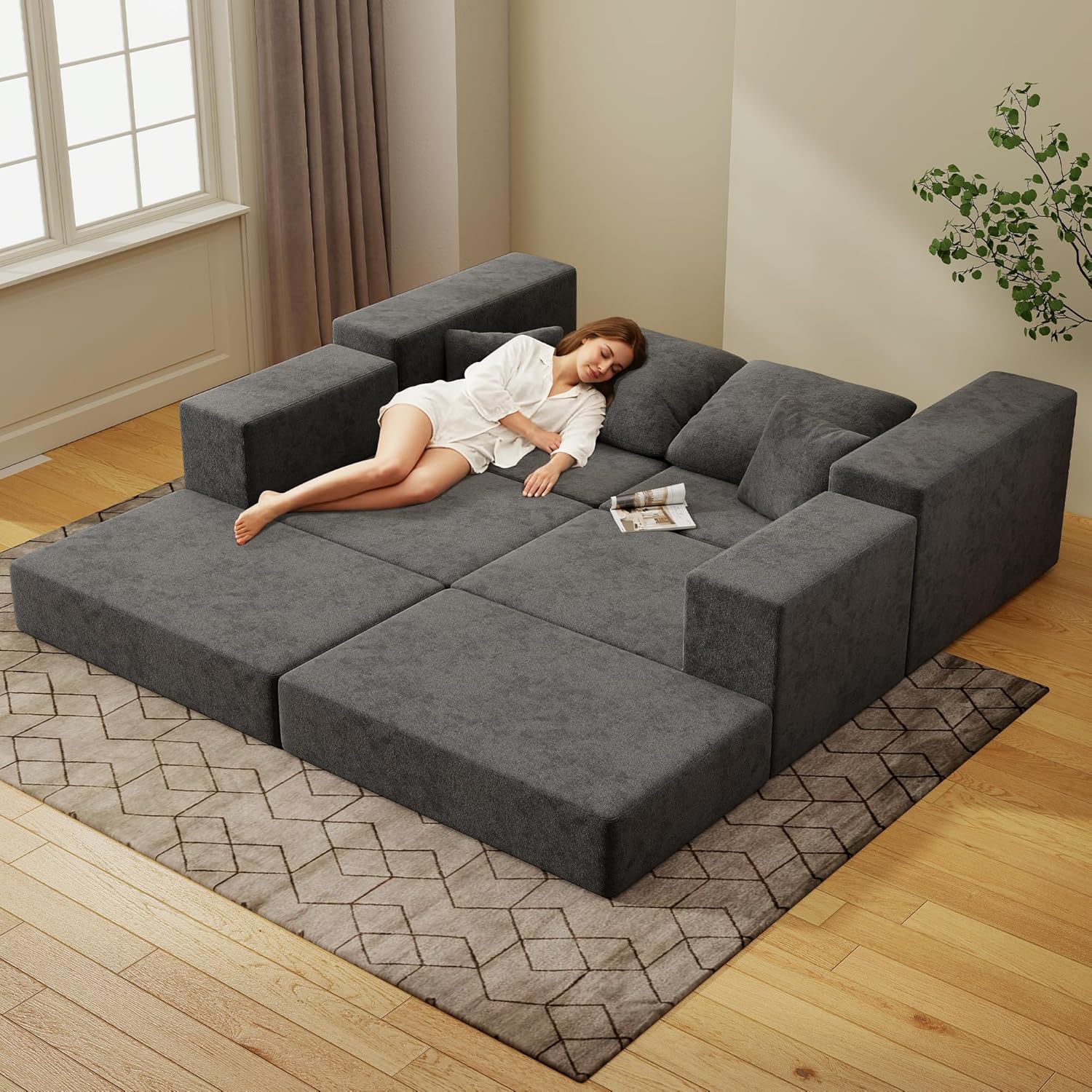 sectional sofa, sectional sofa couch, sectional couch, Sofa bed, customizable modular sectional couch for small spaces, boneless cloud sofa with high resilience foam