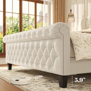queen king size bed, king queen size bed, queen bed, king bed, king size bed, queen size bed, traditional sleigh bed queen upholstered, velvet sleigh bed with wingback headboard, quiet no squeak queen bed frame 800 lb capacity, queen platform bed no box spring needed
