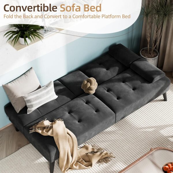 futon sofa, sofa bed, velvet futon couch with metal legs, 3 in 1 futon sofa bed sleeper